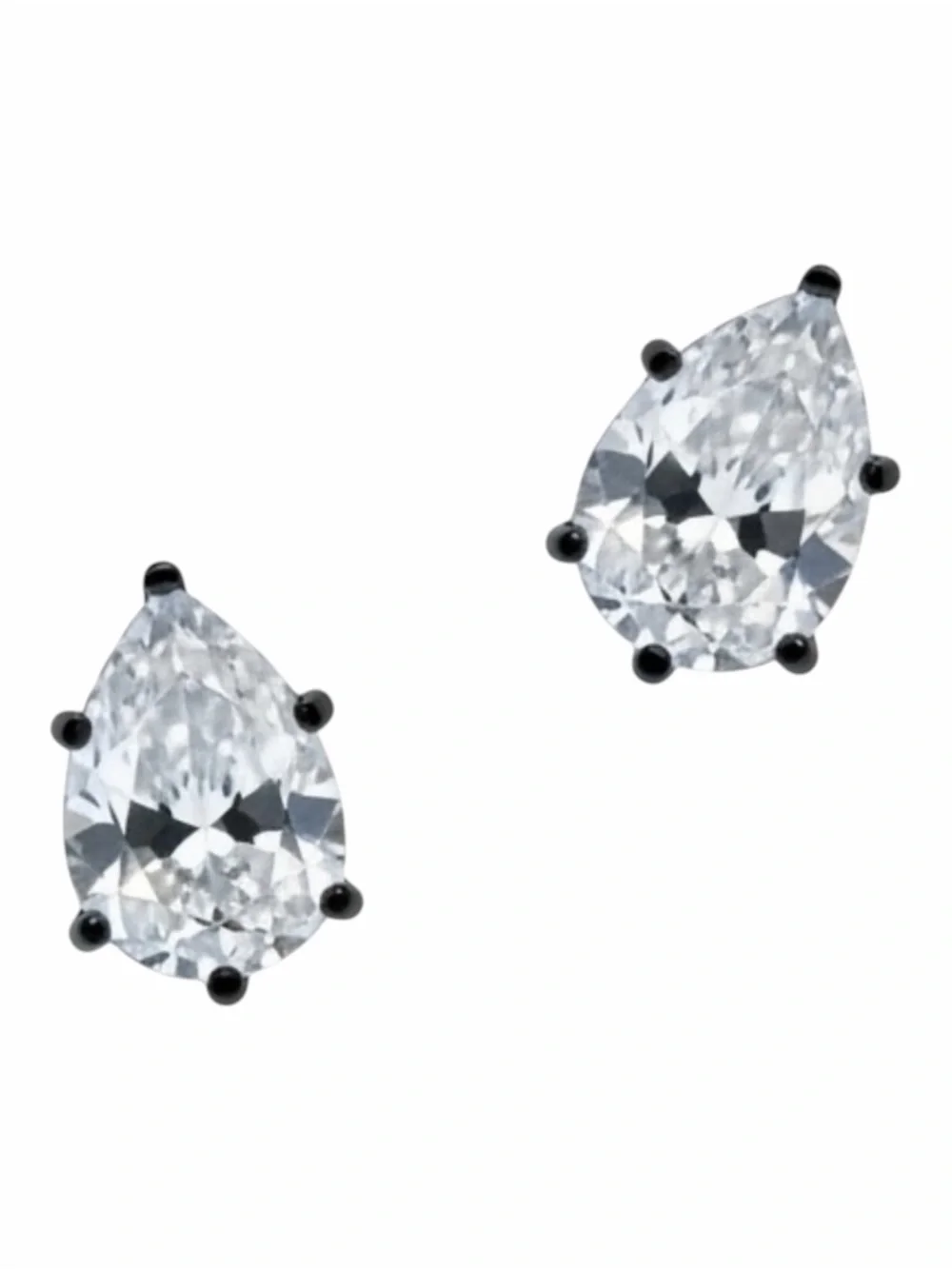 Clear Crystal Stud Pear Cut 3 CTW Simulated Diamond Earrings – Silver Tone
